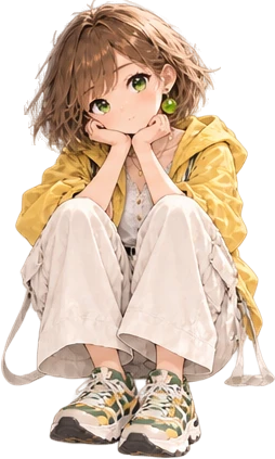 両手でほおづえをつくあおい