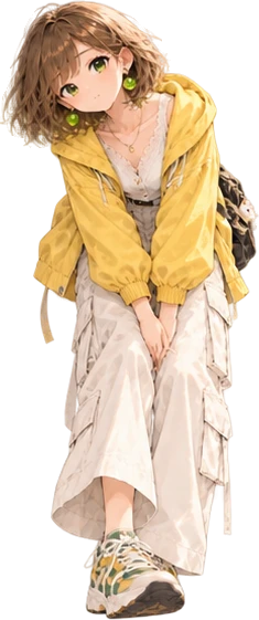 手を前で組んで、少しかがむあおい